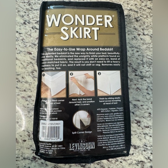 TWIN WONDER SKIRT BED SKIRT EASY ON IVORY 15” DROP SPLIT CORNER DESIGN NIP - Picture 4 of 5